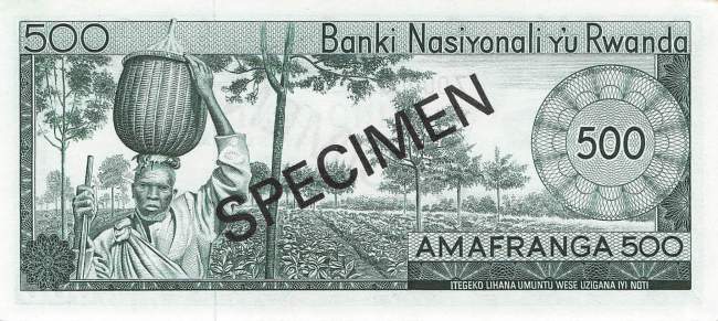 500 Francs p.11 1974 Ruanda